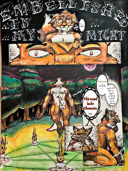 anthro balls candle genitals levitation light male male/male moonlight nipples nude occult_symbol penis pentagram possession symbol text wretch stretchy_foxglove fable_foxglove canid canine fox mammal absurd_res comic english_text hi_res