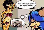 anthro bedroom_eyes eyes_closed food hands_behind_head humor inviting_to_sex narrowed_eyes ribbons seductive speech_bubble stated_asexuality stated_sexuality text thought_bubble tongue tongue_out animaanimals giraffo_(mrgiraffo) felid feline giraffe giraffid mammal english_text meme