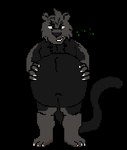 ambiguous_gender ambiguous_prey anthro belly belly_pat big_belly chest_fur claws male male_pred navel squirming swallowing vore hausedge bear domestic_cat felid feline felis hybrid mammal 2017 animated low_res short_playtime