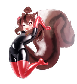 armwear belly big_tail blush blush_lines brown_hair clothing ear_tuft elbow_gloves female flat_chested glistening glistening_arms glistening_belly glistening_latex glistening_legs glistening_thighs gloves hair handwear huge_tail latex latex_armwear latex_clothing latex_elbow_gloves latex_gloves latex_handwear latex_legwear latex_skinsuit latex_thigh_highs legwear looking_at_viewer midair one_eye_closed open_mouth raised_arms red_eyes red_latex simple_background skinsuit solo squirrel_tail tail thigh_highs tight_clothing tuft white_background wink young maguro27 animal_humanoid humanoid mammal mammal_humanoid rodent rodent_humanoid sciurid sciurid_humanoid tree_squirrel_humanoid