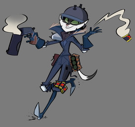 anthro armor boots clothed clothing explosives female footwear gloves green_eyes grenade grenade_launcher gun handwear headgear helmet holster jumpsuit pupils ranged_weapon shoes slit_pupils smile smoke solo trigger_discipline weapon lenyavok domestic_cat felid feline felis mammal hi_res unavailable_at_source