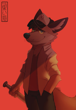 anthro baseball_bat baseball_cap bat_(object) black_bottomwear black_clothing black_pants blue_eyes blue_nose bottomwear brown_ears clothed clothing fur hand_in_pocket hat headgear headwear holding_baseball_bat holding_object looking_at_viewer male monotone_background open_clothing open_shirt open_topwear pants pockets red_background red_undershirt shirt simple_background smile smiling_at_viewer solo tan_body tan_fur topwear undershirt white_clothing white_inner_ear white_shirt white_topwear koiyaroid koidelcoyote_(character) canid canine canis coyote mammal hi_res signature