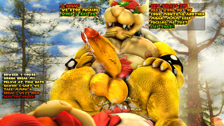 anal anal_orgasm anal_penetration anthro armband balls big_balls big_penis bodily_fluids bracelet chest_tuft claws collar cum cum_in_ass cum_inside death_by_snu_snu dialogue duo ejaculation erection eyebrows forest genital_fluids genitals glans hands-free huge_balls huge_penis humanoid_genitalia humanoid_penis jewelry light logo male male/male multiple_orgasms musclegut muscular nipples orange_body orgasm overweight overweight_male penetration penile penile_penetration penis penis_in_ass plant plap power_bottom profanity pubes public public_sex sex shell spiked_armband spiked_bracelet spiked_collar spikes sunlight sweat text tree tuft vein veiny_penis white_claws yellow_body moonwulf mario_bros nintendo bowser moonwulf_(character) dragon_koopa koopa scalie 16:9 2024 3d_(artwork) artist_logo digital_media_(artwork) english_text hi_res source_filmmaker_(artwork) widescreen