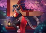 anthro asian_clothing big_breasts breasts cherry_blossom cherry_blossom_tree cherry_tree chinese_clothing chinese_dress clothing conditional_dnp dress east_asian_clothing female fruit_tree lingerie linndrim plant solo tigress_(disambiguation) tree