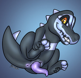 alternate_color animal_genitalia anus black_body black_scales black_sclera erection genital_slit genitals holding_paws male markings paws penis purple_anus purple_body purple_penis purple_scales scales simple_background skull_(marking) solo tapering_penis teeth yellow_eyes itsdraconix nintendo pokemon kite_(darkeeveeon) generation_2_pokemon pokemon_(species) totodile 2025 dated digital_media_(artwork) hi_res signature