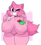 anthro areola big_breasts breasts choker choker_only female fur genitals hair holly_(plant) huge_breasts huge_thighs jewelry looking_at_viewer necklace necklace_only nipples nude overweight overweight_anthro overweight_female pink_body pink_fur pink_hair plant puffy_areola pussy short_stack simple_background slightly_chubby slightly_chubby_anthro slightly_chubby_female smile smiling_at_viewer solo thick_thighs wide_hips gats sugar_(gats) domestic_cat felid feline felis mammal 2022 digital_drawing_(artwork) digital_media_(artwork) hi_res