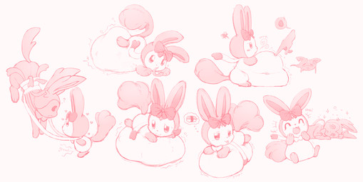 abdominal_bulge belly big_dom_small_sub bodily_fluids burping cheeky digestion dominant duo feral laugh lying on_front ribbons rumbling_stomach size_difference smaller_pred smug swallowing sweat sweatdrop tongue tongue_out vore conduitcore nintendo palworld pocketpair pokemon eeveelution generation_6_pokemon pal_(species) pokemon_(species) ribbuny sylveon hi_res