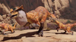 ambiguous_gender brown_body brown_scales clothed clothed_feral clothing dancing day desert detailed_background feral group hat headgear headwear jumping music nature nature_background orange_eyes outside pupils scales slit_pupils smile sound_effects trio ivorylagiacrus pb472 capcom monster_hunter bird_wyvern great_wroggi wroggi 16:9 2024 3d_(artwork) 3d_animation animated blender_(artwork) digital_media_(artwork) hi_res sound webm widescreen