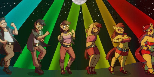 anthro breasts choker cleavage clothed clothing collar disco eyewear female footwear gender_transformation group high_heels human_to_anthro jewelry male mtf_transformation necklace nightclub piercing red_eyes shoes slightly_chubby species_transformation sunglasses transformation weight_gain ethanqix hasbro my_little_pony deiser equid equine horse human mammal pony vampire 2018 hi_res