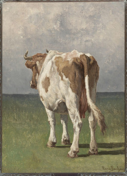 2_horns cloven_hooves detailed_background female female_feral feral grass grass_field hooves horn mottled outside piebald plant quadruped rear_view sky solo tail tail_tuft teats tuft udders rosa_bonheur public_domain bovid bovine cattle mammal 19th_century ancient_art hi_res oil_painting_(artwork) painting_(artwork) signature traditional_media_(artwork) traditional_painting_(artwork)