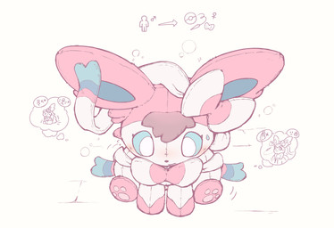 after_masturbation after_tail_masturbation blush bow_(feature) brown_hair directional_arrow fabric female feral frozen_expression gender_transformation hair iconography immobile inanimate_transformation loss_of_dexterity loss_of_speech mtf_transformation pawpads plushie plushie_transformation plushification pokeball seam_(sewing) sewing_needle sewn_mouth silenced solo tendrils thought_bubble thread toyification transformation kareha_21909 nintendo pokemon eeveelution generation_6_pokemon pokemon_(species) sylveon hi_res