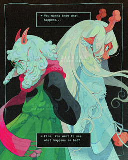2_horns angry anthro back_to_back biped black_background blonde_hair brown_body brown_eyes brown_fur clothed clothing cute_fangs dialogue dialogue_box duo eyewear fangs female floppy_ears fur glasses hair horn long_hair looking_down male pink_eyes pink_horn scarf side_view simple_background snout snowgrave teeth text wearing_glasses white_body white_fur zipsunz deltarune undertale_(series) noelle_holiday ralsei bovid caprine darkner deer goat mammal new_world_deer 2026 artist_name digital_drawing_(artwork) digital_media_(artwork) english_description english_text hi_res watermark