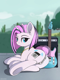 anatomically_correct anatomically_correct_genitalia anatomically_correct_vulva animal_genitalia animal_vulva anus butt cutie_mark dock_(anatomy) electric_guitar equine_genitalia equine_vulva female feral genitals guitar hair horn musical_instrument outside plucked_string_instrument solo string_instrument tail vulva negasun fender_musical_instruments_corporation hasbro my_little_pony mythology telecaster fan_character equid equine mammal mythological_creature mythological_equine unicorn 2018 absurd_res digital_media_(artwork) hi_res