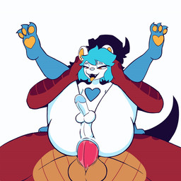 anal anal_penetration anthro anus balls bean_eyebrows bedroom_eyes big_butt blue_hair blue_legs bodily_fluids butt claws dominant dominant_male duo fangs femboy full_nelson fur genital_fluids genitals hair heart_(marking) heart_pawpads heart_symbol horn inner_ear_fluff lizard_tail male male/male male_penetrated male_penetrating male_penetrating_male markings muscular narrowed_eyes onomatopoeia orange_eyes pawpads penetration penile penile_penetration penis penis_in_ass plap plap_(sound) precum red_body red_skin round_ears scales seductive sex shadow_face short_hair sound_effects submissive submissive_male teeth text thick_thighs tongue tongue_out tuft white_body white_fur yellow_body yellow_eyes yellow_pawpads yellow_skin yellow_tongue bddoesstuff mythology sumthy_(fidelbon) unnamed_character domestic_ferret dragon mammal mustelid musteline mythological_creature mythological_scalie scalie true_musteline weasel 1:1 animated digital_media_(artwork) english_text