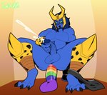 anal anal_penetration anthro armor armor_plates athletic athletic_male balls barazoku black_nails blush bodily_fluids butt claws clothed clothing clothing_around_one_leg colored_nails crouching cum cute_fangs dildo dildo_in_ass dildo_insertion ejaculation facial_markings fangs freckled_face freckles genital_fluids genitals green_eyes head_markings headgear helmet holding_penis horn horned_helmet male markings masturbation nails object_in_ass partially_clothed pecs penetration penis rainbow_dildo riding_dildo sex_toy sex_toy_in_ass sex_toy_insertion solo spiked_penis spikes spikes_(anatomy) spots spotted_body teeth thick_thighs tongue tongue_out underwear underwear_around_one_leg underwear_down funguhh hasbro takara_tomy transformers transformers:_beast_wars cheetor alien cheetah felid feline mammal absurd_res hi_res