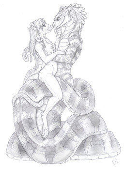 anthro apode areola braided_hair braided_pigtails breasts coiling digitigrade duo female fur hair holding_another legless long_hair looking_at_another male male/female nipples nude nude_anthro nude_female pigtails rat_tail scales serpentine simple_background smile snake_hood tail dark_natasha akna_(bahumot) ophius_(bahumot) draconcopode mammal murid murine naga rat reptile rodent scalie snake sketch traditional_media_(artwork)