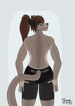 anthro blue_eyes brown_hair female fur hair muscular muscular_anthro muscular_female solo tan_body tan_fur workout_clothing gamal nielo_(gamal) cougar felid feline hybrid mammal hi_res