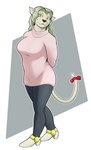 anthro clothed clothing female pose solo sweater topwear badroy tenchi_muyo elma_(tenchi_muyo) felid feline mammal wau absurd_res hi_res pinup