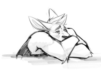 anthro arm_tuft clothed clothing ears_back elbow_tuft hair male male_anthro narrowed_eyes pivoted_ears short_hair solo tired topwear tuft solaxe_(artist) solaxe kangaroo macropod mammal marsupial hi_res monochrome sketch