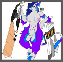 4_ears abs anthro arm_support big_breasts breasts curvy_figure digitigrade ear_piercing feathers female genitals hair holding_object holding_weapon leaning_on_elbow looking_at_viewer melee_weapon multi_ear multi_nipple muscular muscular_female nipples non-mammal_breasts piercing plump_labia puffy_nipples shield solo sword tail tail_feathers thick_thighs vulva weapon wide_hips drignov mewn_(drignov) avali avian hi_res watermark