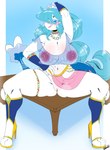 anthro areola big_breasts blue_eyes blue_hair bottomwear bottomwear_aside breasts clothing clothing_aside crop_top female fingerless_gloves footwear genitals gloves hair handwear high_heels jewelry loincloth loincloth_aside long_hair long_tail nipples pink_nose pokemorph pussy shirt shoes skindentation smile solo spread_legs spreading tail thick_thighs topwear translucent translucent_clothing white_body vixie00 nintendo pokemon generation_7_pokemon pokemon_(species) primarina absurd_res hi_res