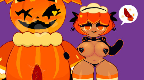 anthro balls big_breasts big_penis black_cape black_clothing black_pasties black_thong black_underwear blush breasts breath brown_body brown_breasts brown_skin cape claws clothing duo erection eye_scar eyelashes facial_scar female female_humanoid female_on_anthro food for_a_head genitals glistening glistening_breasts glistening_genitalia glistening_legs glistening_penis glistening_thighs heart_eyes heart_symbol humanoid_on_anthro imminent_sex larger_anthro larger_male legwear looking_at_another looking_at_viewer male male/female male_anthro male_on_humanoid multicolored_clothing multicolored_legwear multicolored_stockings navel open_mouth open_smile orange_balls orange_blush orange_body orange_ears orange_tongue panting pasties pattern_clothing pattern_legwear pattern_stockings penis plushie pumpkin_head purple_background red_penis scar simple_background size_difference smaller_female smaller_humanoid smile sparkles speech_bubble standing stockings striped_clothing striped_legwear striped_stockings stripes tapering_penis thick_thighs thong throbbing throbbing_penis tongue tongue_out triangle_nose two_tone_clothing two_tone_legwear two_tone_stockings underwear vein veiny_penis white_speech_bubble wide_hipped_female wide_hipped_humanoid wide_hips yellow_claws yellow_eyes pangotime cookie_run cookie_run_kingdom devsisters pompon_(cookie_run) pumpkin_pie_cookie animate_inanimate cookie_humanoid food_creature food_humanoid humanoid lagomorph leporid living_cookie living_plushie mammal object_head rabbit 2024 digital_drawing_(artwork) digital_media_(artwork)