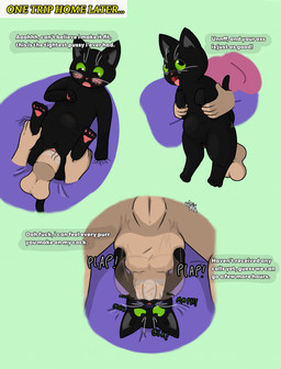 anal anal_penetration backsack balls bed bestiality black_body black_eyes black_fur blush bulge deep_penetration deep_throat dominant duo female feral feral_penetrated fleshlight_position fur furniture genitals green_sclera holding_balls holding_both_legs human_on_feral human_penetrating human_penetrating_female human_penetrating_feral interspecies larger_dom looking_at_another looking_at_genitalia looking_at_penis looking_pleasured looking_up male male/female male_on_feral male_on_top on_bed on_top open_mouth oral oral_penetration paws penetration penis profanity purring questionable_consent sex simple_background size_difference smaller_penetrated sound_effects speech_bubble text tongue tongue_out vaginal vaginal_penetration vulva majika little_kitty_big_city little_kitty_(lkbc) domestic_cat felid feline felis human mammal 2025 absurd_res english_text hi_res