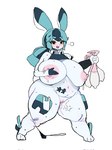 anthro areola belly big_areola big_breasts big_nipples blue_eyebrows blue_hair blush bodily_fluids breasts clothing condom curvy_figure eyebrow_through_hair eyebrows eyelashes female female_anthro filled_condom genital_fluids genitals hair holding_condom holding_filled_condom holding_object huge_breasts huge_thighs long_ears mostly_nude mostly_nude_anthro mostly_nude_female nipples open_mouth open_smile pink_areola pink_nipples pussy sexual_barrier_device simple_background smile solo sweat sweaty_breasts sweaty_legs sweaty_thighs thick_thighs thong thong_down translucent translucent_hair underwear vaginal_fluids white_background yellow_sclera gyrbdark jade_rabbit_(gyrbdark) lagomorph leporid mammal rabbit 2025 3:4 digital_drawing_(artwork) digital_media_(artwork) full-length_portrait hi_res portrait