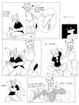 all_fours anthro biped bottomwear breast_growth breasts cat_tail clothed clothes_hanger clothing covering covering_mouth dialogue dipstick_tail duo evil_grin female fully_clothed fur gaming gender_transformation goo_transformation growth hair horn inanimate_transformation kneeling male markings mtf_transformation multicolored_tail nipples nude one_eye_closed open_mouth pants shirt simple_background sitting sitting_on_ground smile species_transformation spread_legs spreading standing suit_transformation tail tail_markings text tongue tongue_out topwear transformation transformation_sequence white_body mxl nintendo star_fox ayase_(ayasebunny) krystal_(star_fox) 2012 3:4 comic english_text hi_res monochrome