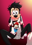 anthro bulge clothing detailed_bulge erection erection_under_clothing footwear genitals humanoid_genitalia humanoid_penis looking_at_viewer male penis shirt shota socks solo topwear underwear young conditional_dnp lobofeo animaniacs disney goof_troop warner_brothers max_goof wakko_warner canid canine canis domestic_dog mammal absurd_res hi_res