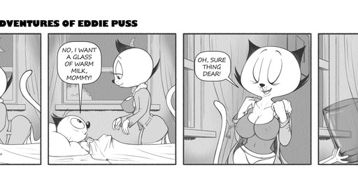 4_fingers age_difference anthro areola areola_outline arms_bent bare_shoulders bed bedding bedroom bent_arm bent_over big_areola big_breasts big_butt big_eyes big_head big_nose biped black_text blanket border breast_grab breast_squeeze breasts butt cleavage closed_smile clothed clothed_anthro clothed_female clothed_male clothing collarbone container crescent_moon cup curtains curtains_open curved_eyebrows dialogue duo erection erection_under_blanket extended_arms eyebrows eyelashes eyes_closed female fingers freckled_face freckles fur_trim_(clothing) fur_trim_robe furniture glistening glistening_nose half-closed_eyes hand_on_breast hand_on_own_breast head_on_pillow holding_blanket holding_container holding_cup holding_glass holding_object huge_hips humanoid_hands humor inside internal_wall larger_female leaning leaning_forward long_eyelashes long_tail looking_at_another looking_down looking_down_at_another looking_up looking_up_at_another lying lying_on_bed male male/female markings mature_anthro mature_female moon mouth_closed narrowed_eyes navel nipple_outline nipples older_female on_back on_bed one_breast_out open_clothing open_mouth open_robe open_smile panties picture_frame pillow plant pointy_ears prick_ears puffy_areola puffy_nipples robe shirt shrub side_view size_difference skimpy smaller_male smile smiling_at_another snout squeezing standing surprised tail talking_to_another tank_top teeth term_of_endearment text thick_thighs thin_eyebrows three-quarter_view title tongue topwear translucent translucent_clothing translucent_shirt translucent_tank_top translucent_topwear under_blanket underwear undressing wall_(structure) whisker_markings whiskers white_border wide_eyed wide_hipped_anthro wide_hipped_female wide_hips window young young_anthro young_male younger_male unbakable the_complex_adventures_of_eddie_puss eddie_puss mother_puss domestic_cat felid feline felis mammal 2025 absurd_res comic digital_drawing_(artwork) digital_media_(artwork) english_text greyscale hi_res monochrome signature mother_(lore) mother_and_child_(lore) mother_and_son_(lore) parent_(lore) parent_and_child_(lore) parent_and_son_(lore) son_(lore)
