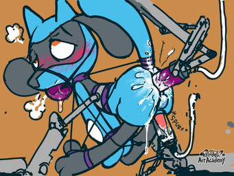 ahegao anal anal_penetration anthro anus ball_gag blush bodily_fluids bound breath cum cum_circulation cum_in_self cum_inside cum_splatter cumshot dildo ejaculation erection fucking_machine fully_bound gag gagged genital_fluids genitals halter harness harness_ball_gag harness_gag looking_pleasured machine male milking_machine muzzle_(object) muzzled onomatopoeia orgasm orgasm_face panting penetration penile penis penis_milking sex_toy solo sound_effects submissive submissive_male suspension tail tail_tied tapering_penis text ishoka nintendo pokemon pokemon_art_academy canid canine generation_4_pokemon mammal pokemon_(species) riolu 4:3 art_academy_(artwork) digital_media_(artwork) flat_colors sketch