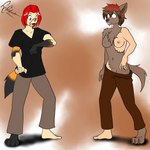 anthro anthro_to_human breasts brown_body brown_fur brown_hair clothing crossgender dipstick_tail duo female fur hair human_to_anthro markings mid_transformation nipples species_transformation tail tail_markings transformation dekaisen twokinds database_error_(twokinds) zen_(twokinds) canid canine canis fox human mammal wolf 1:1 digital_media_(artwork) hi_res