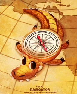 ambiguous_gender black_eyes claws compass fangs feral humor looking_at_viewer map pun scales solo teeth text visual_pun yellow_body yellow_scales piper_thibodeau alligator alligatorid crocodilian reptile scalie digital_media_(artwork) digital_painting_(artwork) painting_(artwork) url