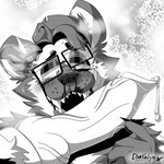 anime_nosebleed anthro blood blush bodily_fluids cum disembodied_penis duo excited eyewear genital_fluids genitals glasses happy knot male male/male nosebleed open_mouth penis precum sweat sweatdrop teeth text tongue tongue_out vein darkolynx hybrid hyena mammal 1:1 bust_portrait comic english_text hi_res icon portrait