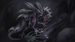 concept creation development fantasy female feral fierce fin glands glowing mysterious nervna tail thorns alinanervnaya alina marine monster unknown_species 2024 absurd_res dark_theme detailed digital_media_(artwork) hi_res