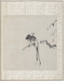 ambiguous_feral ambiguous_gender avian_feet beak biped bipedal_feral branch feathered_wings feathers feral long_tail looking_aside on_branch rear_view simple_background solo standing tail tail_feathers wings huang_shen avian bird 18th_century absurd_res ancient_art hi_res painting_(artwork) traditional_media_(artwork) traditional_painting_(artwork)