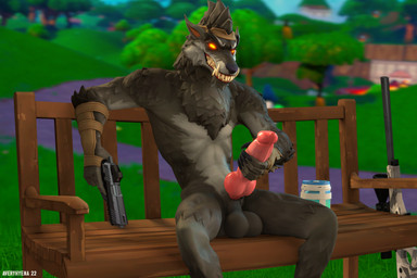 animal_genitalia animal_penis balls bench big_balls big_penis canine_genitalia canine_penis claws erection exhibitionism genitals glowing glowing_eyes gun knot knotted_penis looking_at_viewer male masturbation nude outdoor_nudity outside park park_bench penile penile_masturbation penis public public_erection ranged_weapon sheath sitting solo spread_legs spreading weapon averyhyena epic_games fortnite mythology dire_(fortnite) canid canine canis mammal mythological_canine mythological_creature werecanid werecanine werecreature werewolf wolf 2022 3:2 3d_(artwork) digital_media_(artwork) hi_res source_filmmaker_(artwork)