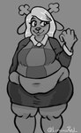 aged_up anthro antlers belly big_belly bottomwear breasts clothed clothing female fupa horn love_handles midriff overweight overweight_anthro overweight_female simple_background skirt small_clothing solo sweater sweater_vest thick_thighs tight_clothing topwear vest wide_hips luminared deltarune undertale_(series) noelle_holiday deer mammal new_world_deer reindeer absurd_res hi_res monochrome sketch