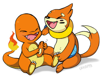3_toes ambiguous_gender buizel charmander cute eyes_closed fire hindpaw laugh nintendo orange_body paws plain_background pokémon tickling ukkappa video_games white_background
Rating: Safe
Score: 9
User: David_Paw_2013
Date: October 10, 2012