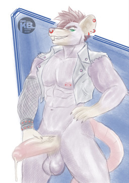 abs alternative_fashion anthro areola balls barbell_piercing bodily_fluids claws clothing colored_nails cum dyed_fur ear_piercing ear_ring eyebrow_piercing eyebrows facial_piercing genital_fluids genitals glans green_eyes jacket kaitobearart leaking leather male muscular muscular_anthro muscular_male nails nipple_piercing nipples nose_piercing nose_ring pecs penis piercing punk ring_piercing septum solo teeth topwear v-cut vein veiny_penis whiskers kaitobear kaito pax mammal murid murine rat rodent absurd_res hi_res sketch