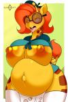 ahegao anthro areola belly big_belly big_breasts blush bodily_fluids breasts clothed clothing cum cum_inflation cum_inside curvy_figure eyewear female genital_fluids glasses glistening glistening_belly glistening_body glistening_breasts glistening_nipples glistening_outie_navel glistening_thighs hair huge_breasts inflation legwear looking_pleasured navel nipples open_mouth orange_hair outie outie_navel short_hair solo thick_thighs tongue tongue_out voluptuous wide_hips kloudmutt camp_lazlo cartoon_network nina_neckerly giraffe giraffid mammal 2017 2:3 digital_media_(artwork) hi_res