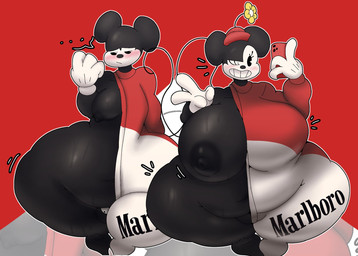 anthro areola balls big_breasts black_areola black_eyes black_nipples blush breasts cellphone clothing duo electronics ellipsis female flaccid genitals gesture gloves hand_gesture handwear hat headgear headwear holding_cellphone holding_object holding_phone huge_breasts huge_hips huge_thighs looking_at_viewer male nipples one_breast_out one_eye_closed penis phone smile sweater text thick_thighs topwear v_sign wide_hips wink crowundeadcat brooklyn_sweater disney mickey_mouse minnie_mouse mammal mouse murid murine rodent english_text hi_res