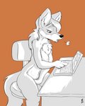 anthro breasts breath chest_tuft female fur hair looking_at_porn masturbation nipples orange_background panting pornography simple_background solo tuft vaginal vaginal_masturbation flinters emily_(tyvulpine) canid canine fox mammal 2021 4:5 hi_res