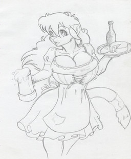 accessory alcohol anthro barmaid beer beer_mug beverage big_breasts bottle bread breasts cheese clothed clothing container corset cup dairy_products female food furgonomics hair holding_container holding_cup holding_mug holding_object jewelry lingerie mug open_mouth ring solo tail tail_accessory tail_jewelry tail_ring topwear tray danellz kathy_(danellz) felid lion mammal pantherine 2013 sketch