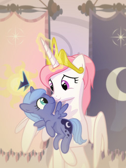 blue_hair crescent_moon crown cutie_mark duo eye_contact feathered_wings feathers female feral flying hair headgear horn humor long_hair looking_at_another magic moon pink_hair purple_eyes royalty smile sun tapestry teal_eyes wings young arvaus friendship_is_magic hasbro my_little_pony mythology princess_celestia_(mlp) princess_luna_(mlp) equid equine mammal mythological_creature mythological_equine winged_unicorn 2013 3:4 hi_res lol_comments sibling_(lore) sister_(lore) sisters_(lore)