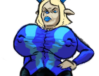 anthro antlers bent_arm big_breasts big_nipples biped black_bottomwear black_clothing black_eyebrows black_pants blonde_hair blue_antlers blue_clothing blue_eyes blue_lips blue_lipstick blue_nose blue_shirt blue_topwear bottomwear breasts brown_body brown_ears brown_fur clothed clothed_anthro clothed_female clothing curved_eyebrows ears_aside eyebrows female fingers fully_clothed fully_clothed_anthro fully_clothed_female fur gem grumpy hair hand_on_hip hand_on_own_hip horn huge_breasts huge_nipples humanoid_hands iris jewelry light_body light_fur light_hair lips lipstick looking_at_viewer looking_down looking_down_at_viewer low-angle_view makeup mature_anthro mature_female medium_hair monotone_background monotone_hair mouth_closed necklace nipple_outline nipples pants pattern_clothing pattern_shirt pattern_topwear pearl_(gem) pearl_necklace pose pupils shirt simple_background snout solo standing thick_lips tight_clothing tight_shirt tight_topwear top_heavy topwear white_background white_jewelry white_necklace white_sclera omam-thot deltarune undertale_(series) carol_holiday deer mammal new_world_deer reindeer 2025 digital_drawing_(artwork) digital_media_(artwork) hi_res