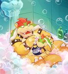 2020 absurd_res anthro assisted_bathing bathing bathroom bathtub belly blush bowser bowser_jr. bubble bubble_bath chain_chomp cleaning collar cute_fangs detailed_background duo father_(lore) father_and_child_(lore) father_and_son_(lore) hi_res horn humanoid_hands kemono koopa lates male mario_bros nintendo parent_(lore) parent_and_child_(lore) parent_and_son_(lore) reptile scalie shell sitting son_(lore) spiked_collar spiked_shell spikes spikes_(anatomy) suds teeth tile tile_wall wall_(structure) water