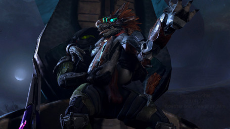 3_fingers 3_toes 5_fingers against_surface anthro anthro_penetrated arm_around_partner arm_feathers arm_tuft armor balls blue_eyes bodily_fluids bottomless bottomless_anthro bottomless_female chair_position clothed clothed_sex clothing dark_body dark_skin digitigrade duo face_covered faceless_character faceless_human faceless_male feather_hair feathered_crest feathers feet female female_anthro female_on_human female_penetrated fingers from_behind_position full_armor genitals grey_body grey_scales hand_on_butt hand_on_leg hand_on_thigh head_crest headgear helmet human_on_anthro human_penetrating human_penetrating_anthro human_penetrating_female interspecies looking_pleasured male male/female male_human male_on_anthro male_penetrating male_penetrating_anthro male_penetrating_female moon needle_rifle night open_mouth orange_body orange_feathers outside_sex penetration penile penile_penetration penis penis_in_vagina pseudo_hair saliva scales sex sharp_teeth sitting sky teeth toes tongue tongue_out tuft vaginal vaginal_penetration xenophilia pompilus-sfm halo_(series) microsoft xbox_game_studios alien avian human kig-yar mammal scalie spartan_(halo) t'vaoan 16:9 2022 3d_(artwork) 4k absurd_res colored digital_media_(artwork) hi_res source_filmmaker_(artwork) widescreen