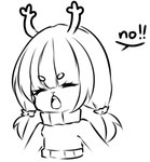 angry anthro antlers chibi clothing eyes_closed female horn open_mouth pigtails scrunchie small_nose solo sweater text topwear yelling anonymous_artist deltarune undertale_(series) noelle_holiday deer mammal new_world_deer reindeer 2024 english_text low_res monochrome